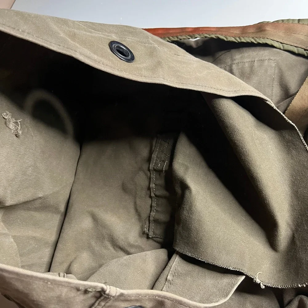 Vintage Military Canvas Duffle Bag Olive Drab Green Sea Bag Top Load 34x22